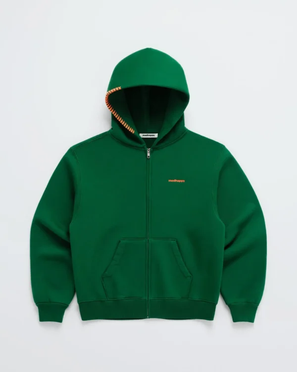 Madhappy Classics Green Fleece Zip-Up Hoodie
