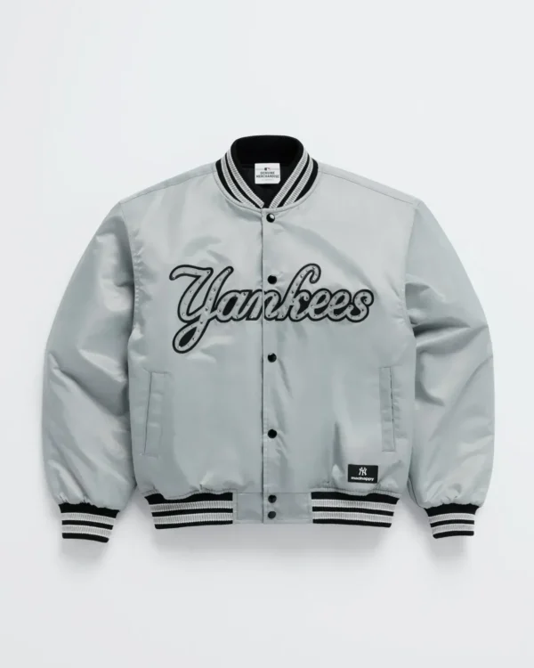 Yankees Grey Madhappy Down Baseball Jacket